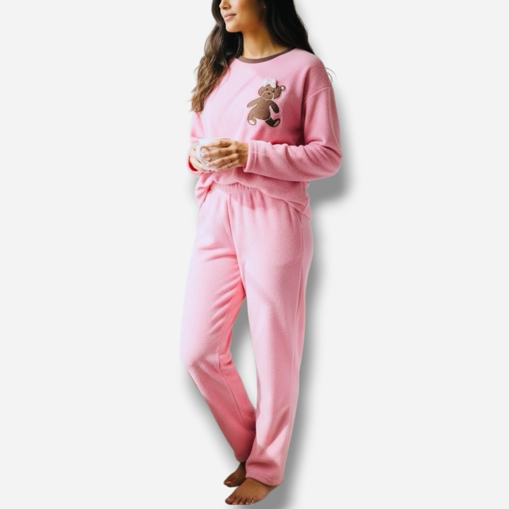 🌸SumaTex🌸 2pc Women’s Teddy Bear Fleece Pajamas Set Size Medium
